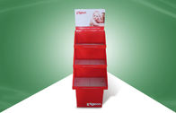 Recyclable Three Tray Floor Cardboard Display Stands With White Layer B Flute