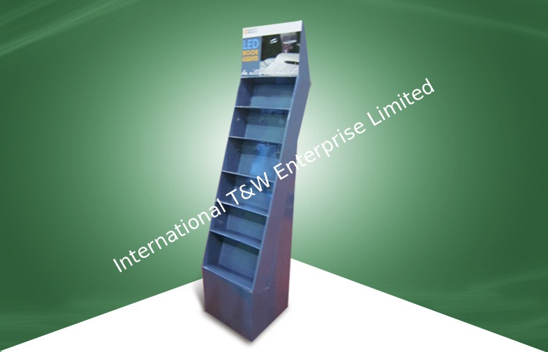 Retail Grey Cardboard Free Standing Display Units Floor Display Shelves