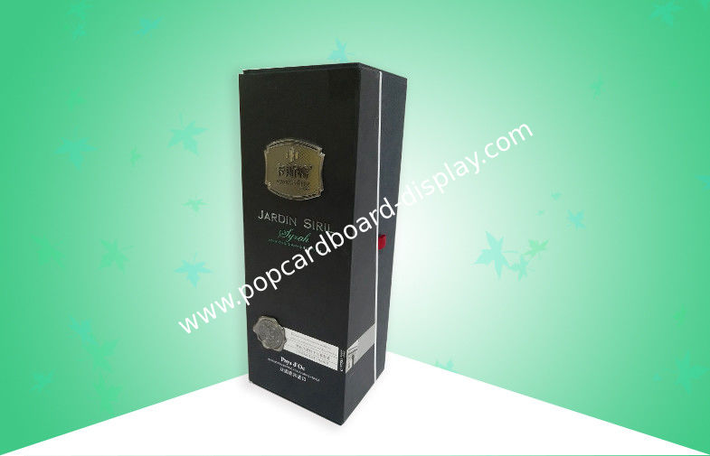 Wine Hard Cardboard Packaging Boxes Thick Board Customized With Metal Tag