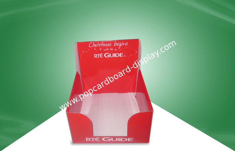 Red Christmas Gift Cardboard Countertop Displays Recyclable With CMKY Offset Printing
