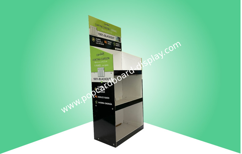 3 Shelves Pos Cardboard Displays for Selling Heavy Curtain Fixing With Metal Supporting Bars