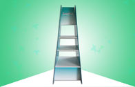 2 - Sided POP Corrugated Cardboard Display Ladder Shape With Shelves / Metal Hooks