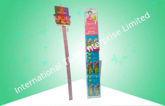 Buy Plastic Hanger Corrugated Cardboard Display Stands With Small Shelf / Pouch online manufacture
