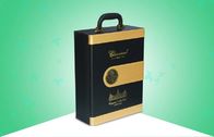 Upscale / Noble Paper Packaging Boxes , Wine Wooden Gift Box With Golden Velvet Effect