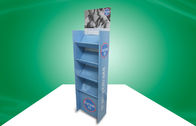 Four Shelf Cardboard Display Racks Floor Display Stand Fixing With Plastic Clips