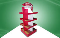 Red Eco-friendly Corrugated Cardboard Free Standing Display Units Four Shelves Shinning Offset Printing