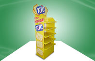 Yellow CMYK Offset Printing POS Cardboard Display Stands With Five Shelf For Food
