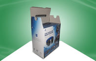 Blue Strong Corrugated  Paper Packaging Boxes With Plastic Handle For Ear - phone