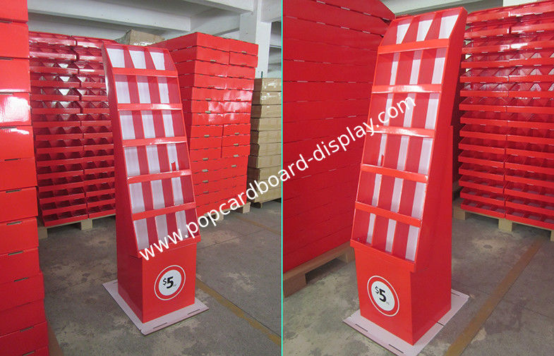 Red Cardboard Display Cardboard Stand With 18 Pockets For Promoting DVDs