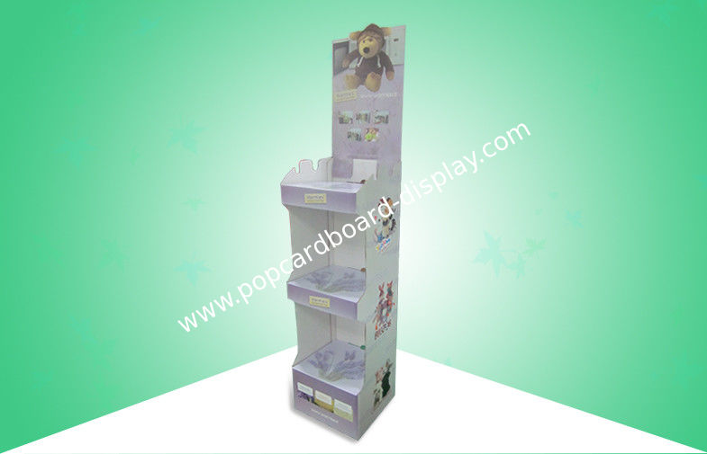 Three Shelf Easy Assembly cardboard card display stand For Promoting Toys