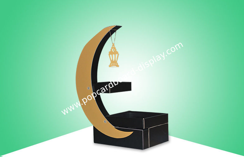 Eye-catching Cardboard Display Moon Shape Model With Shelf for Selling Kids Candy