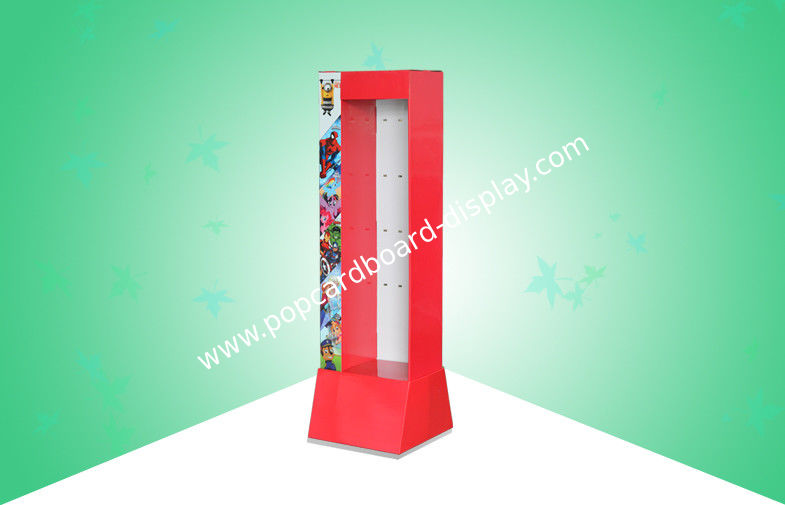 Red Pos Cardboard Displays , Free Standing Cardboard Hook Display Long Lasting