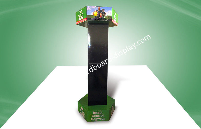 Eco Friendly Six Side Show Cardboard Floor Display Stands For Pet Wear Products