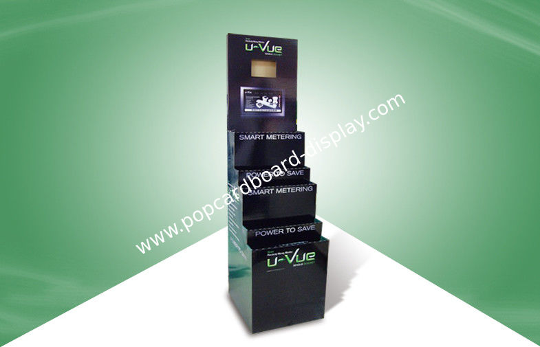 Logo Promotion 3 Tier Cardboard Counter Display Stands With Screen