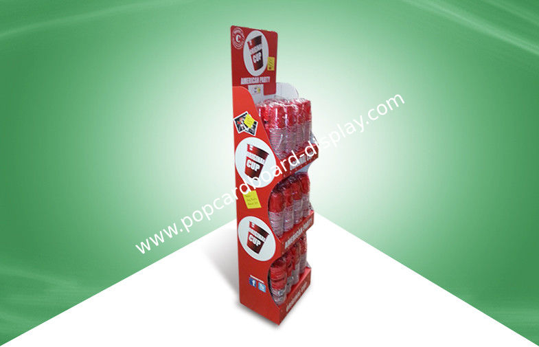 Stable Three - shelf Cardboard POS Display For Cups  Selling to Big Supermarket