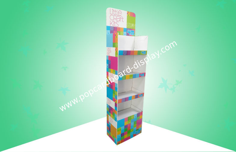Customized 4 Shelf Cardboard Display Stands Large space For Selling Little Craft Kits