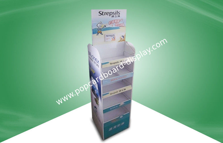 Customize Cardboard Free Standing Display Units , Medicine Foldable Display Stand Recyclable
