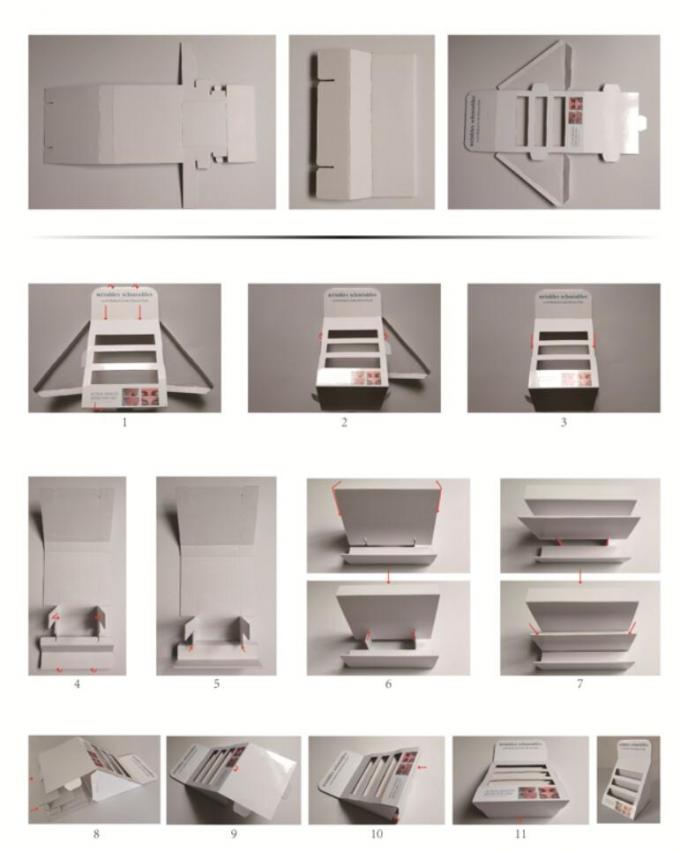 Three Teir Skincare Cardboard Countertop Displays / Table Cardboard