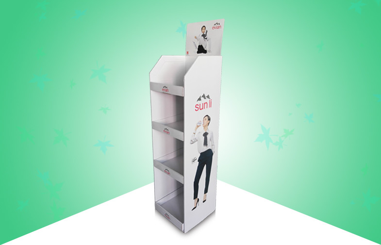 Four Shelf Custom POS Cardboard Displays Selling Bottled Water , Strong ...