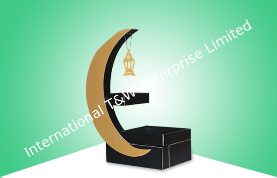 Good price Eye-catching Cardboard Display Moon Shape Model With Shelf for Selling Kids Candy online