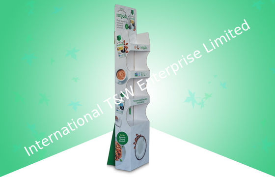 Good price Easy Built Up Corrugated Floor Displays Promoting Foods With Glossy PP Lamination online