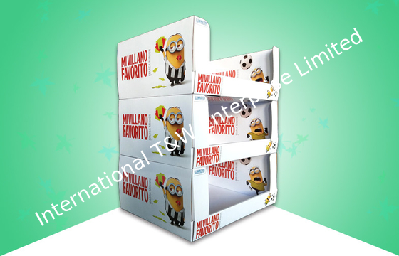 4 Colors CMYK Minion PDQ Cardboard Trays With Stackable Design for Kid Drink Bottles