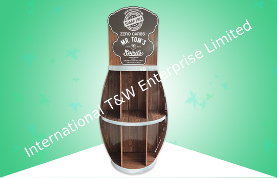 Good price Heavy Duty Barrel Shape Cardboard Floor Display Stands Two Shelf For Selling Spirit online
