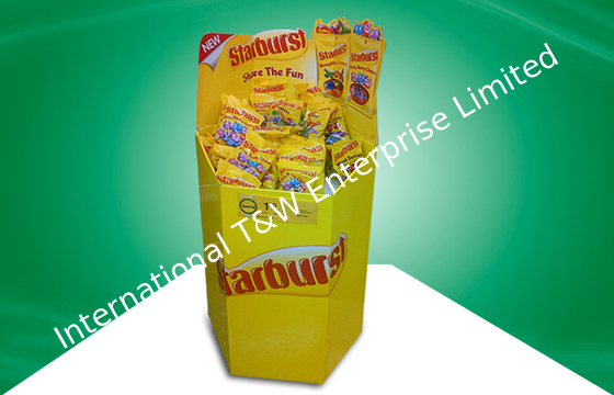 Good price Six Faces Yellow Recyclable Corrugated Cardboard Dump Bins Offset Printing For Cup Snacks online