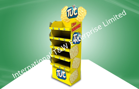 Good price Yellow CMYK Offset Printing POS Cardboard Display Stands With Five Shelf For Food online
